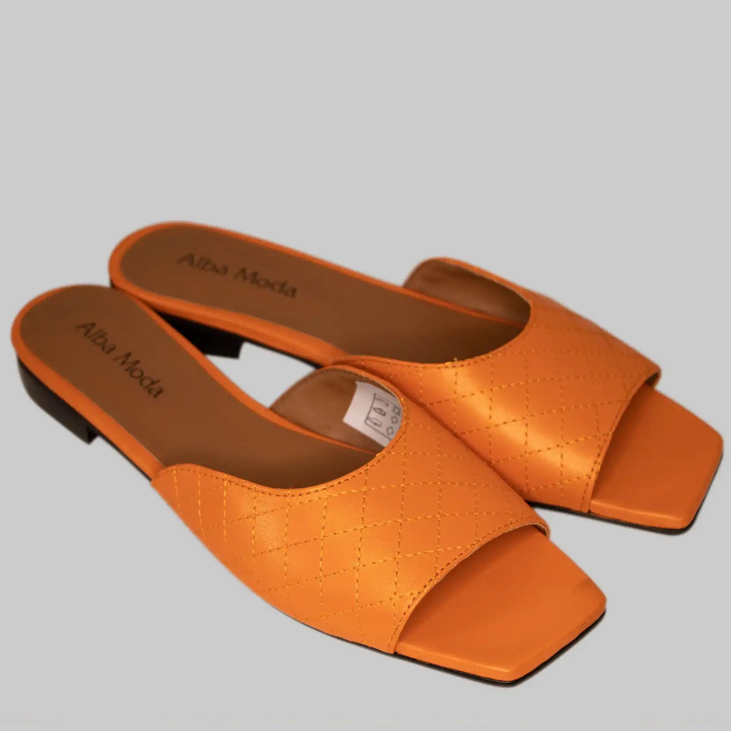 Alba Moda leather mule, orange, size 42 - 1.5cm heel & slip-on, B-grade