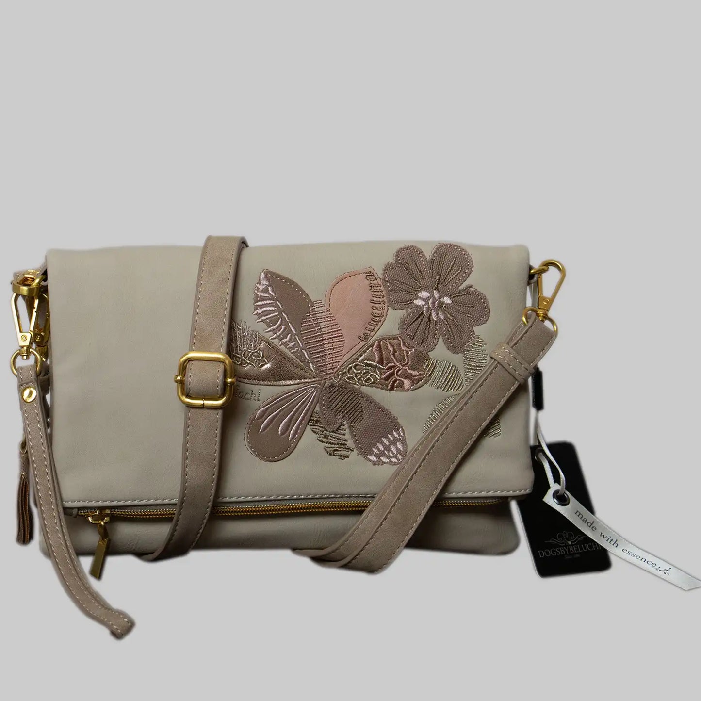 Elegant & vielseitig: Damen Umhängetasche mit gestepptem Blumenmuster