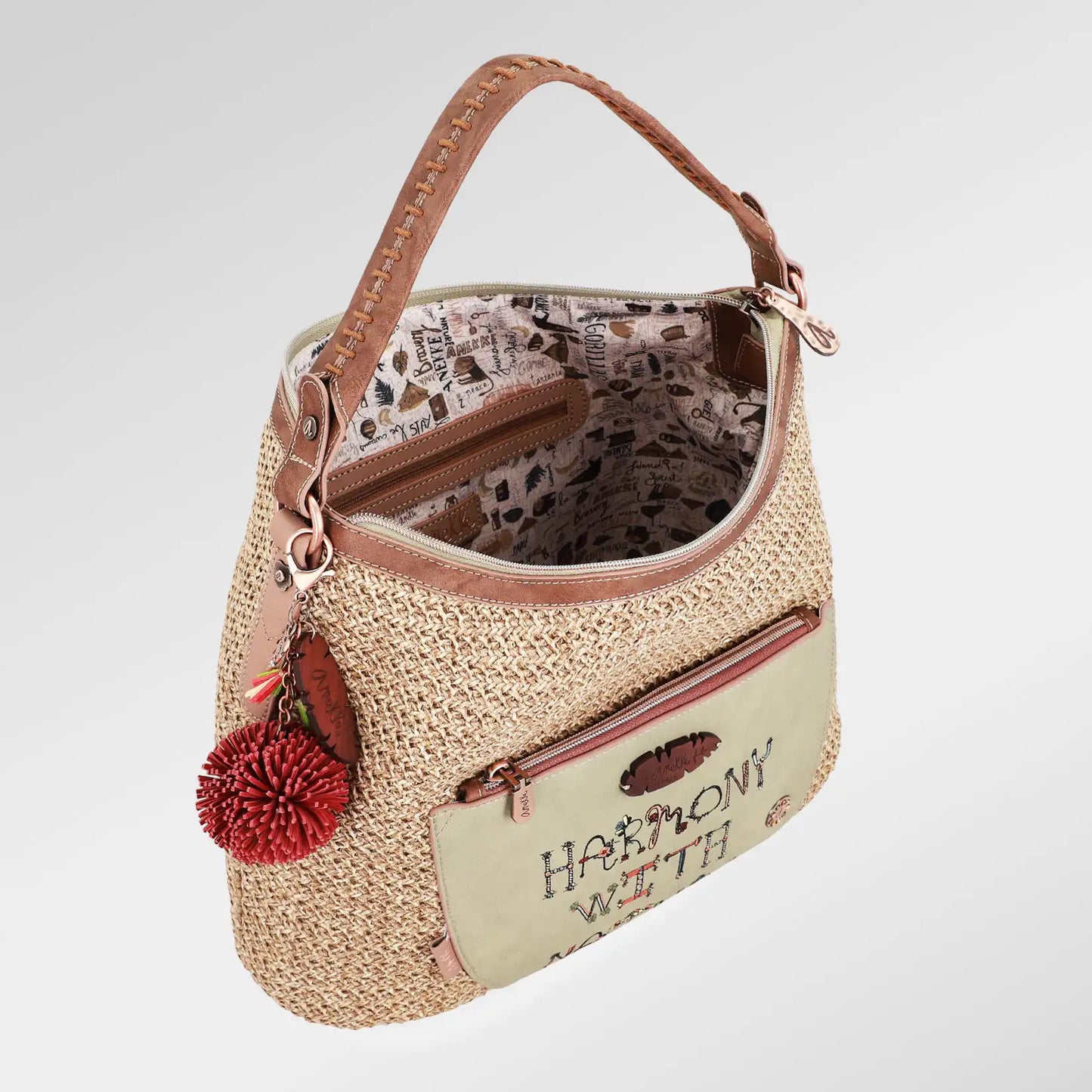 Anekke Jungle Shopper Damen Bast Optik Beige Multicolor