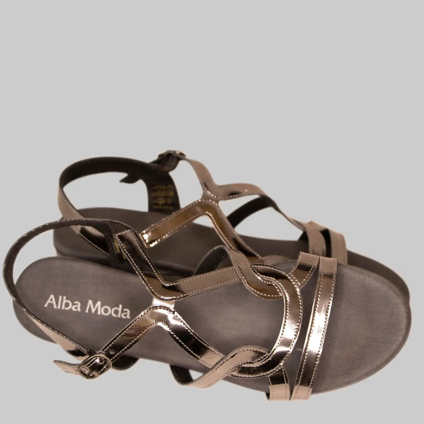 Eleganz für jeden Anlass: Alba Moda Damen Leder Sandalette - Anthrazit