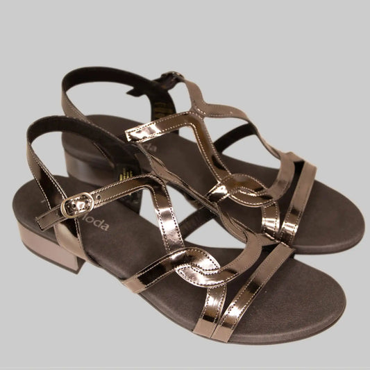 Alba Moda leren sandalen, antraciet, maat 41 - hak van 3 cm en bandsluiting, B-kwaliteit