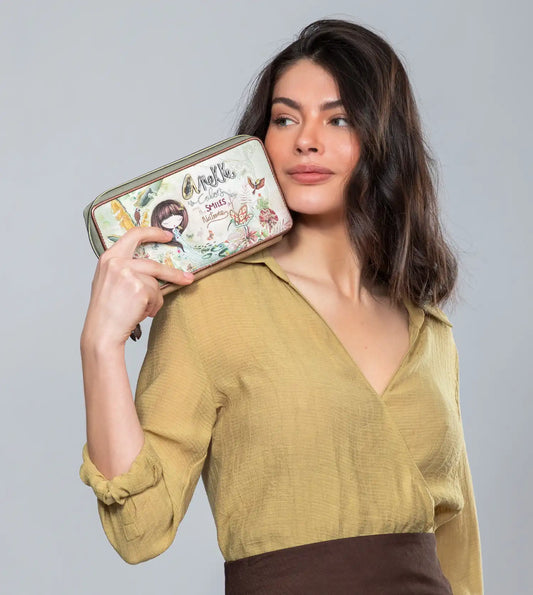 Anekke Amazonia RFID-paspoortportemonnee, synthetisch, bruin-groen - regenwouddesign & pennenhouder, 23x12x3 cm