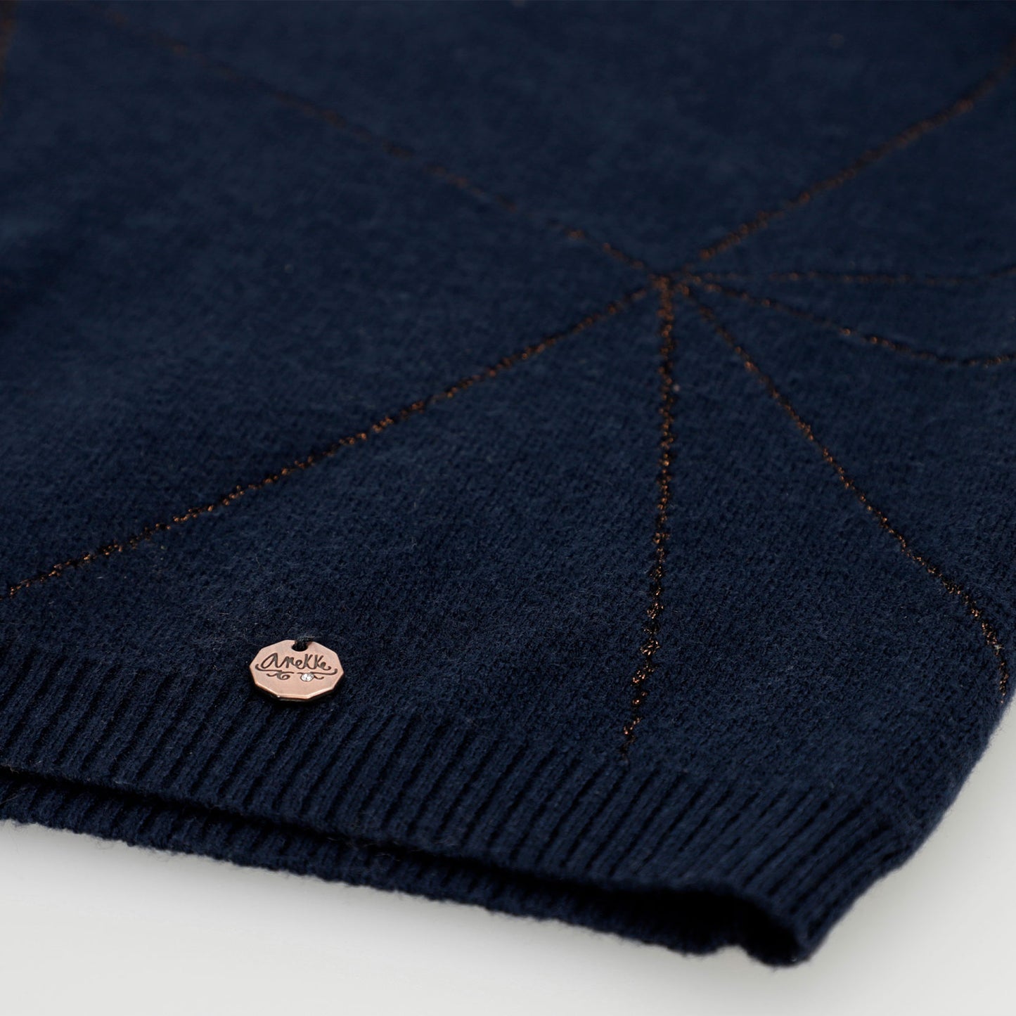 Anekke SHŌEN Contemporary Women's Sweater Acrylic Mix Navy Blue - Geometric Copper Pattern