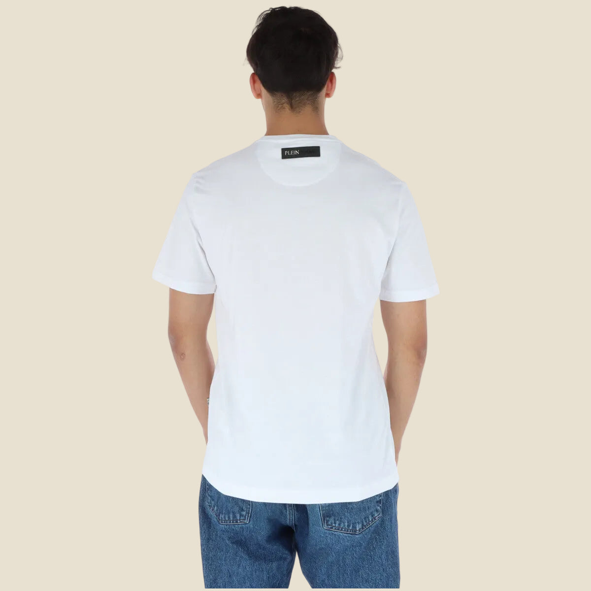 Men's T-Shirt White Print Short Sleeve M / L