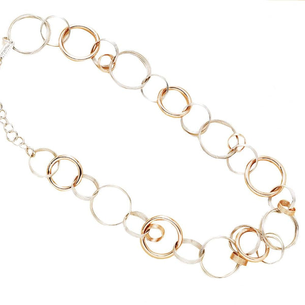 Halskette 925 Sterling Silber – Silberne & Roségoldene Ringe, 50 cm