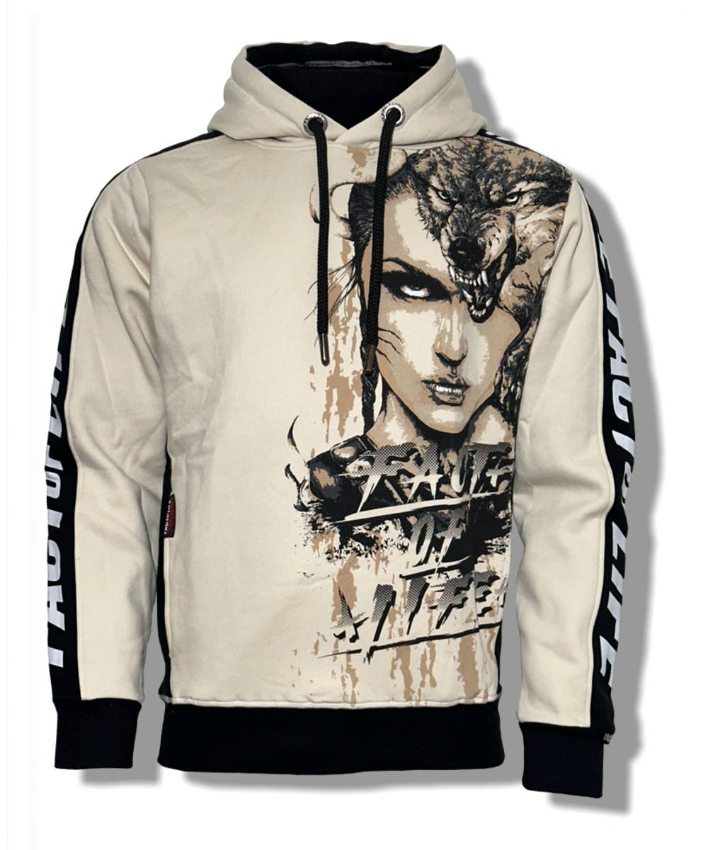 Fact of Life Hoodie "Wolf Blood" Sand Dollar - Premium Kapuzenpullover Herren Größe XL