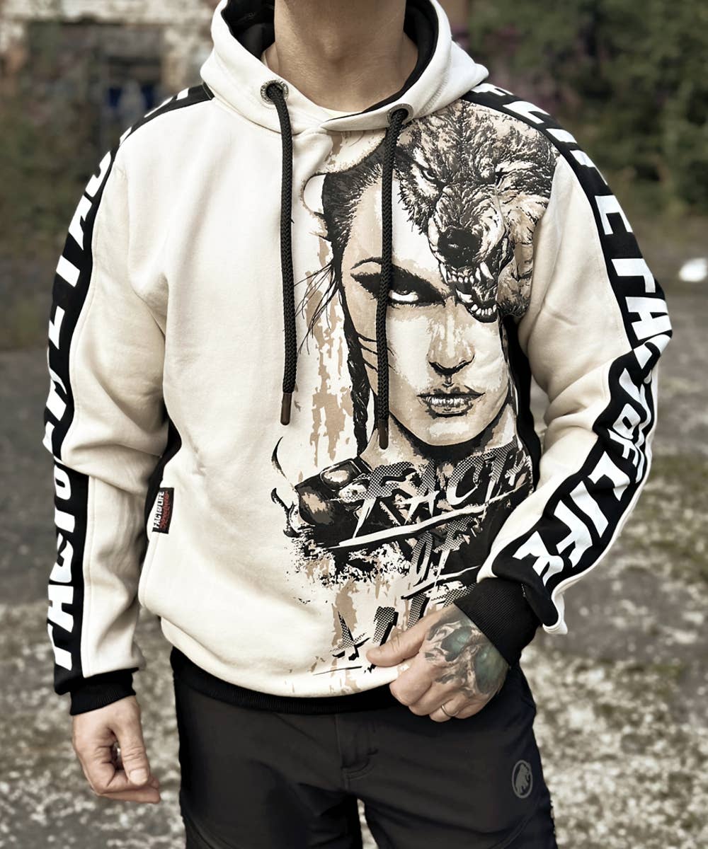 Fact of Life Hoodie "Wolf Blood" Sand Dollar - Premium Kapuzenpullover Herren Größe XL