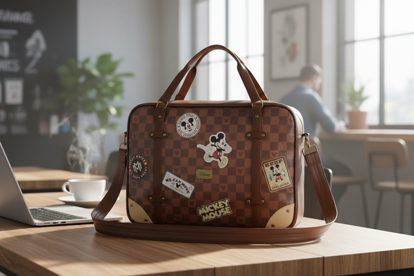 Mickey Mouse Journey Laptop Bag Polyester Brown - Padded & Trolley