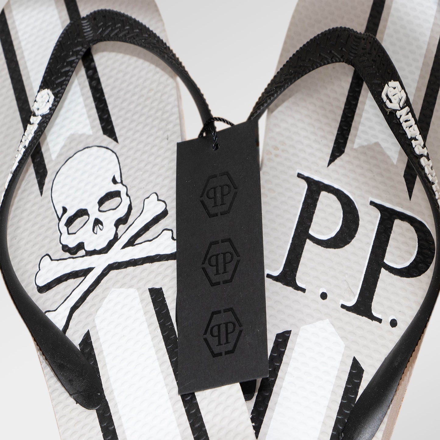 Philipp Plein Herren Flip-Flops Weiß Rock Logo Outlet