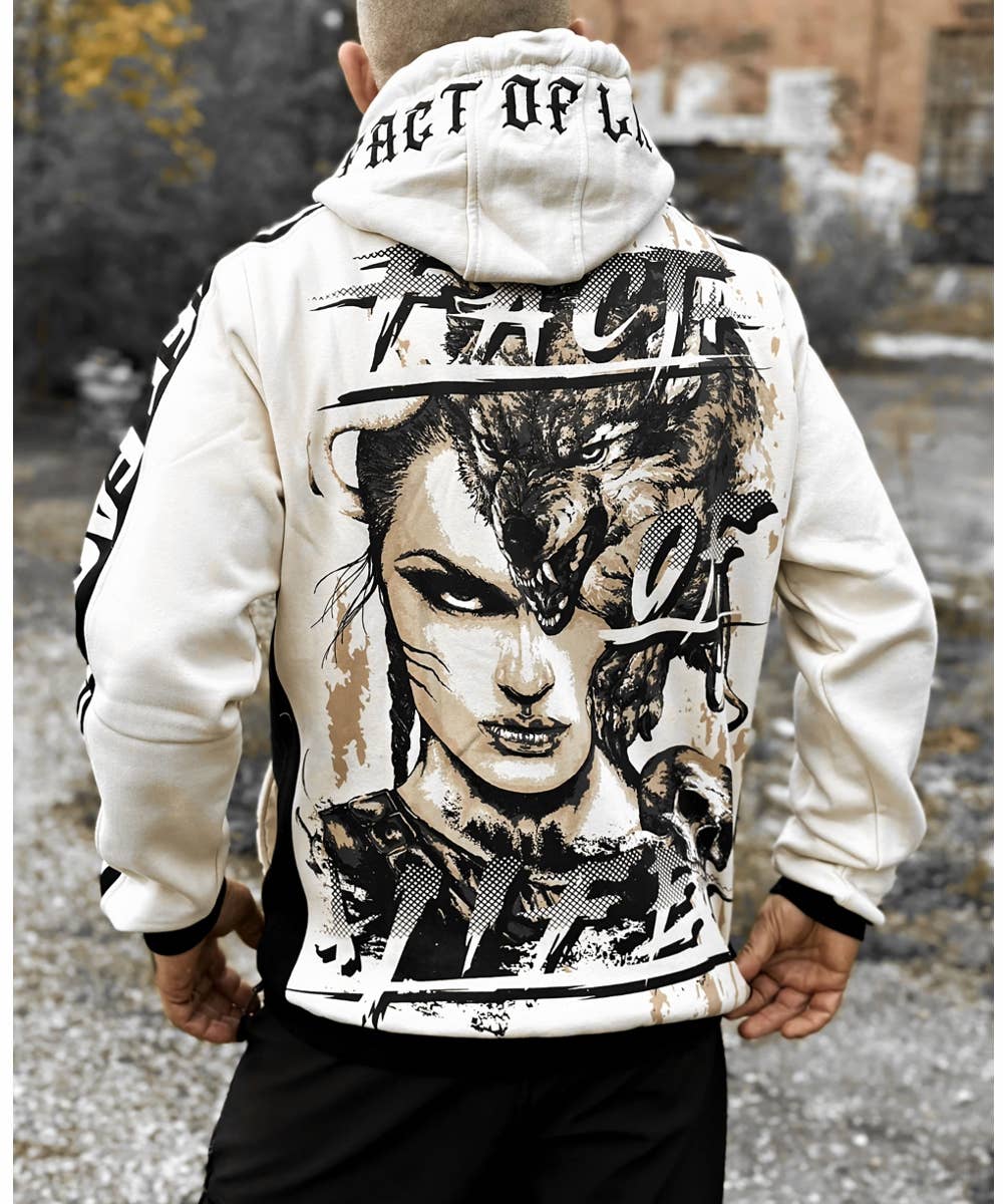 Fact of Life Hoodie "Wolf Blood" Sand Dollar - Premium Kapuzenpullover Herren Größe XL