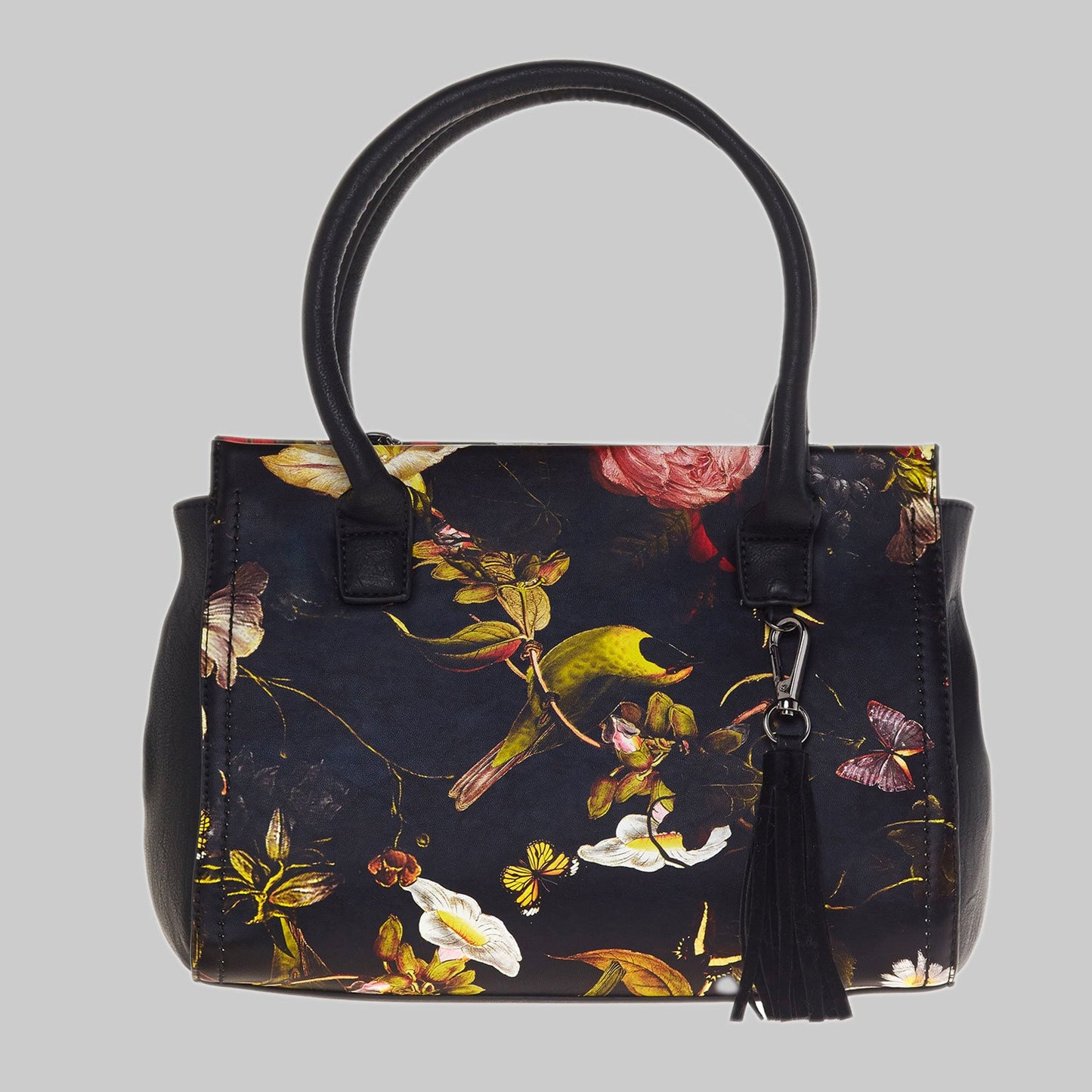 Stilvolle Eleganz: Damen Kunstleder Handtasche mit Blumenmuster