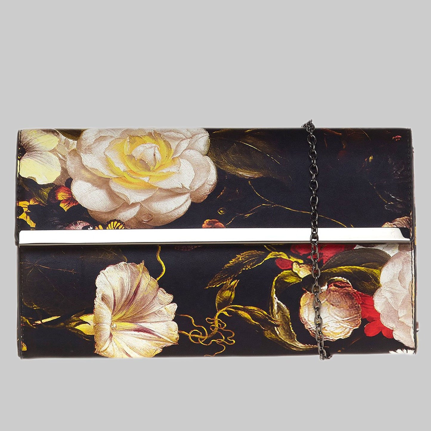 Stilvolle Eleganz: Damen Kunstleder Clutch mit Blumenmuster