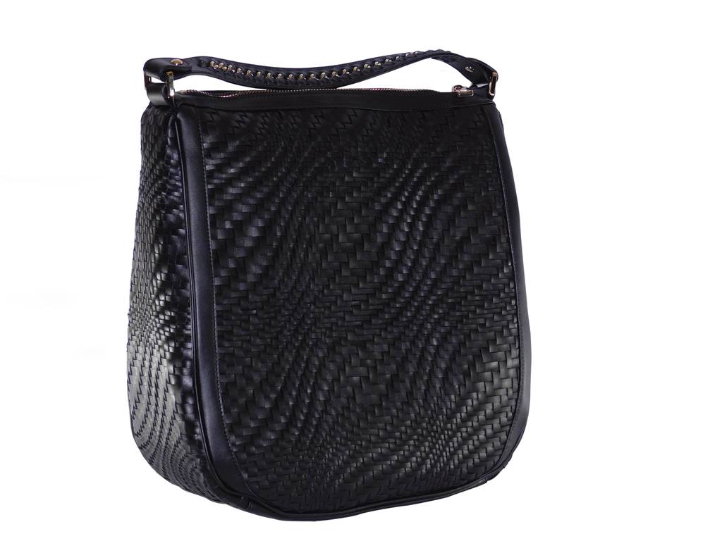 Exklusive Eleganz: Damen Leder Umhängetasche mit geflochtenem Desig