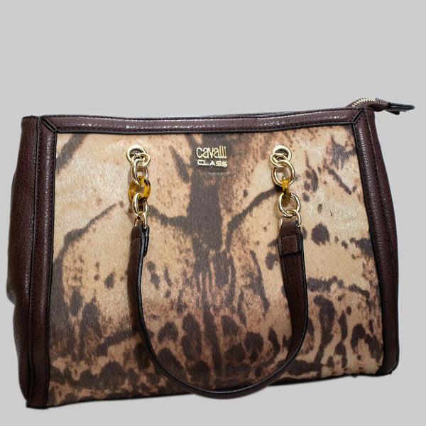 Handtasche Kunstleder Braun - Leopard & Tiger Muster
