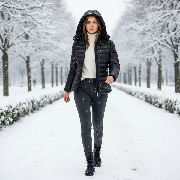 Damen Steppjacke Schwarz Wärmeisolierung IT 44