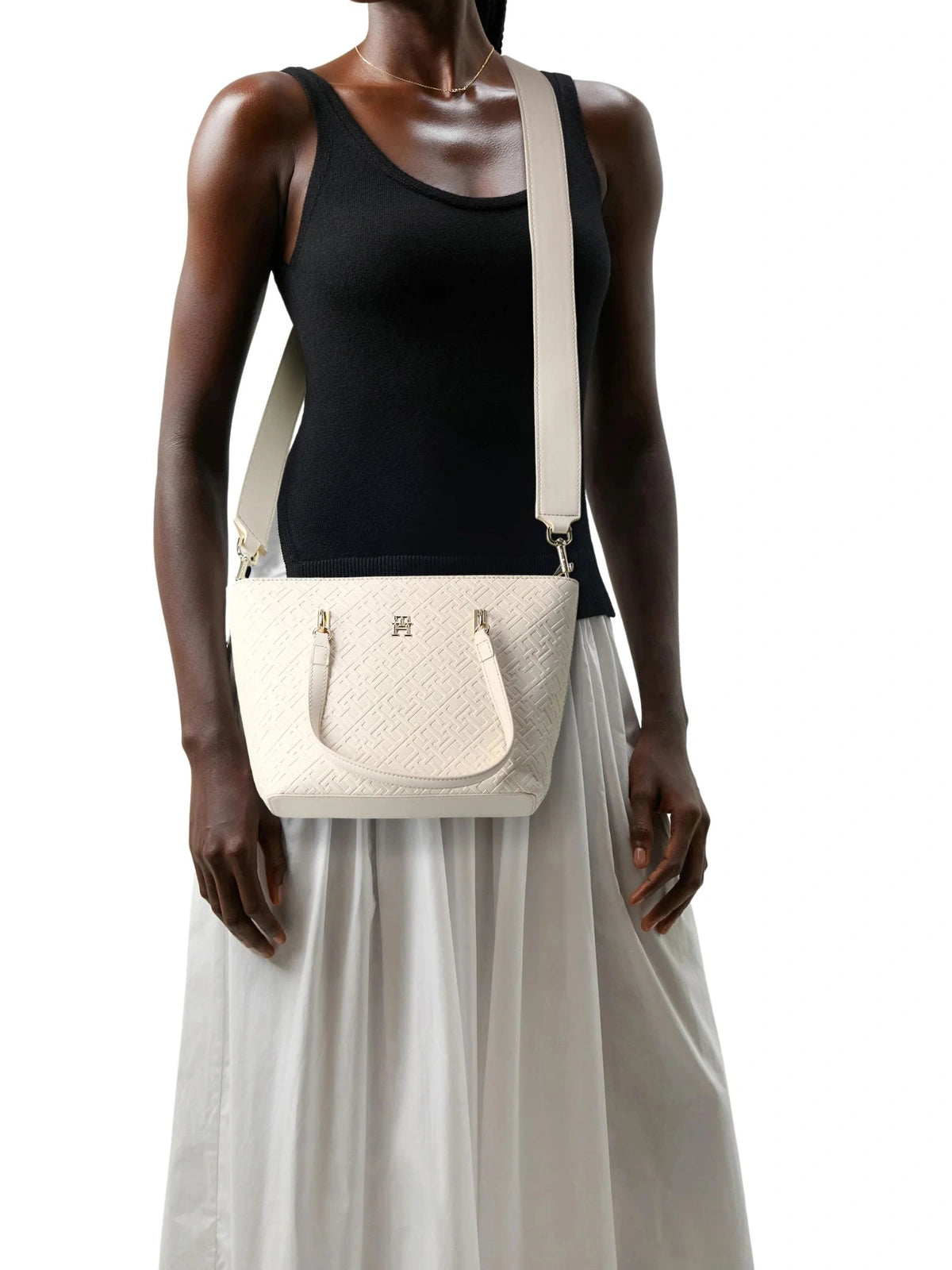 TH Refined Mini Tote Mono Creme/Ecru