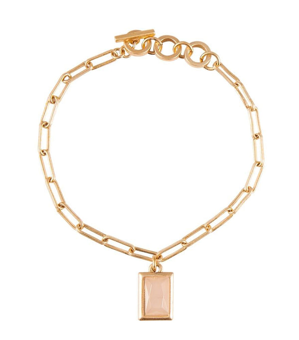Gliedeararmband Gold – Roséstein-Anhänger, 20 cm