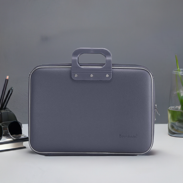 Bombata Business Laptoptasche 15 Zoll - Vinyl Anthrazit mit Silikon-Griffen