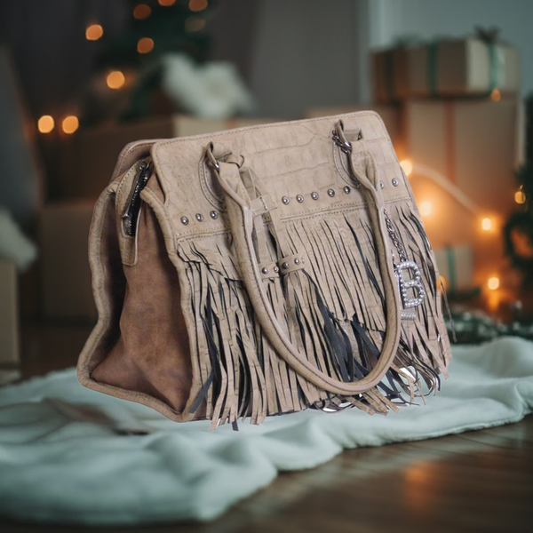 Laura Biagiotti Handtasche Taupe mit Fransen