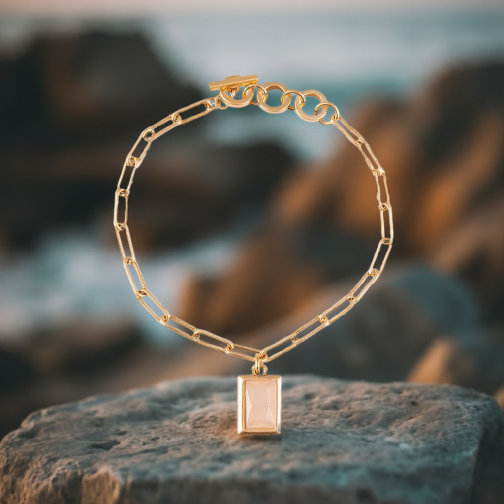 Elegant & romantisch: dames schakelarmband met rozensteen