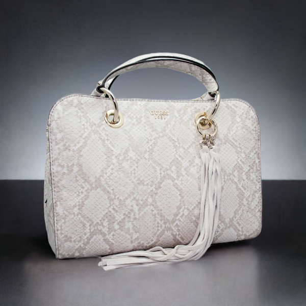 Handbag Grey-White Snake Print 3 Compartments