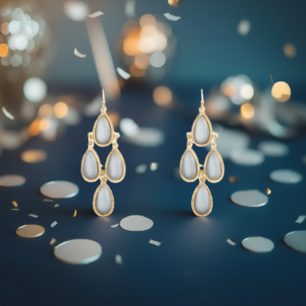 Modern & stilvoll: Damen Haken Ohrringe mit grauen Harz-Elementen