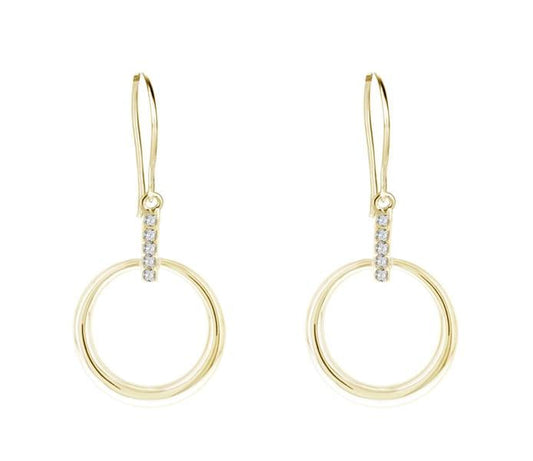 Oorbellen met diamantvormige haakjes, goudkleurig - met 10 Swarovski-kristallen, 3 cm