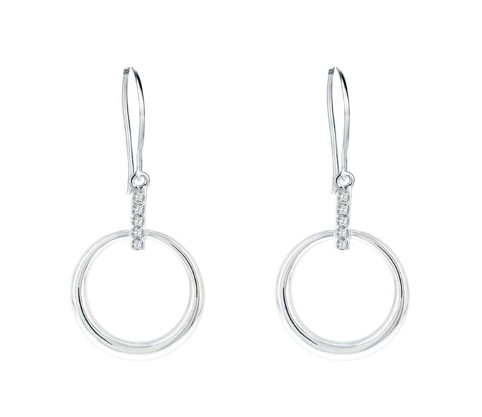 Diamond Style Hakenohrringe Weißgold - Mit 10 Swarovski-Kristallen 3cm