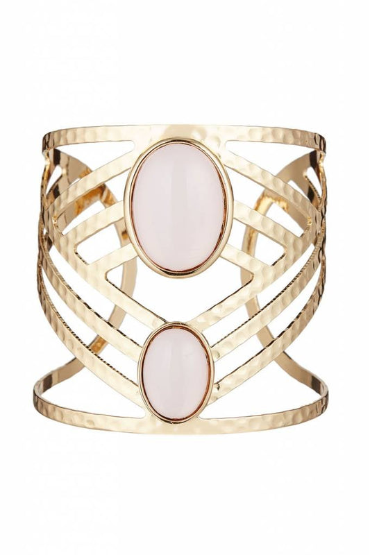 Torrente Statement Bangle Goud - Met 2 roze harselementen 16 cm