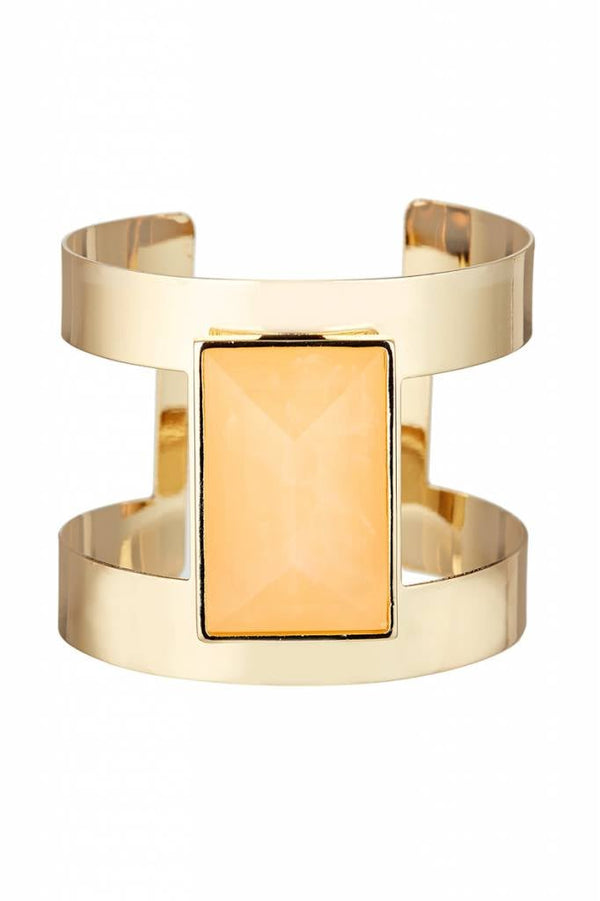 Torrente Statement-Armreif Gold - Mit orangem Harz-Element 16cm