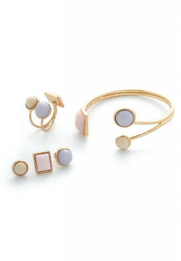 Torrente Schmuckset 5-teilig Gold - Armband, Ring & 3 Paar Ohrringe