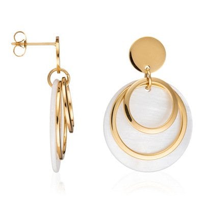 Torrente Steckohrringe Gold - Edelstahl mit weißem Perlmutt 3,5cm