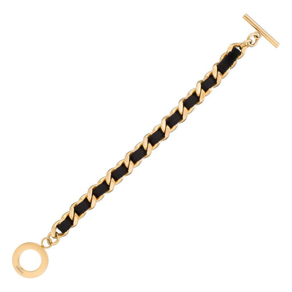 Torrente Armband Gold/Schwarz - Edelstahl mit Zirkonia-Steinen 18,5cm