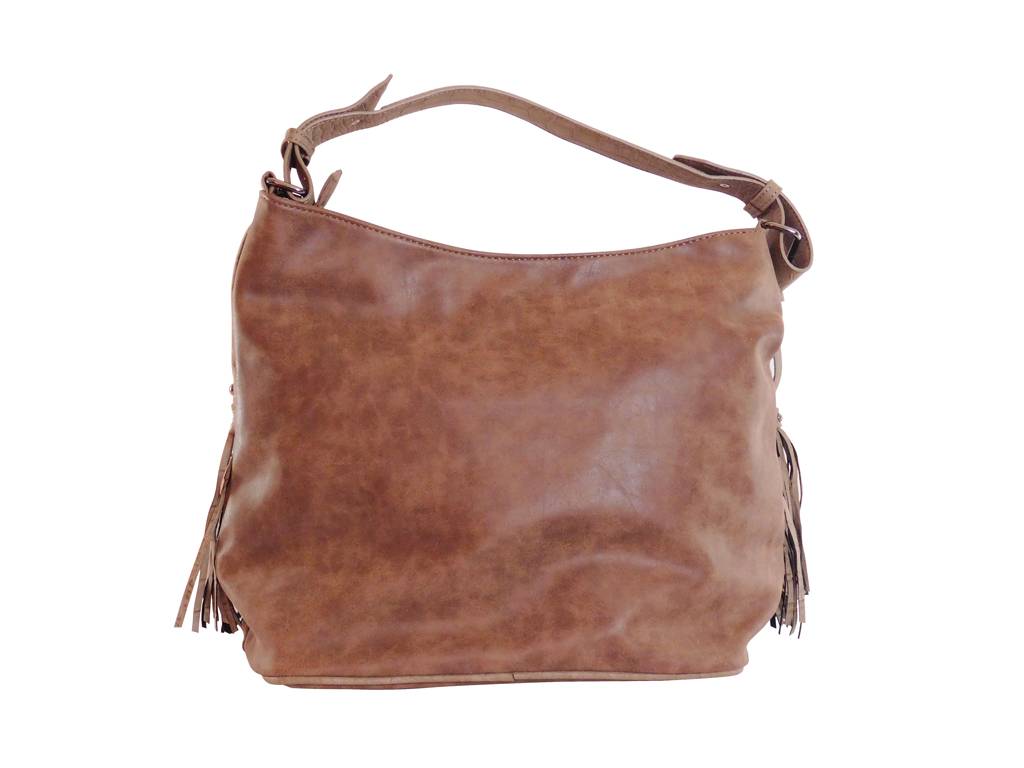 Italienischer Chic: Damen Kunstleder Umhängetasche in Braun