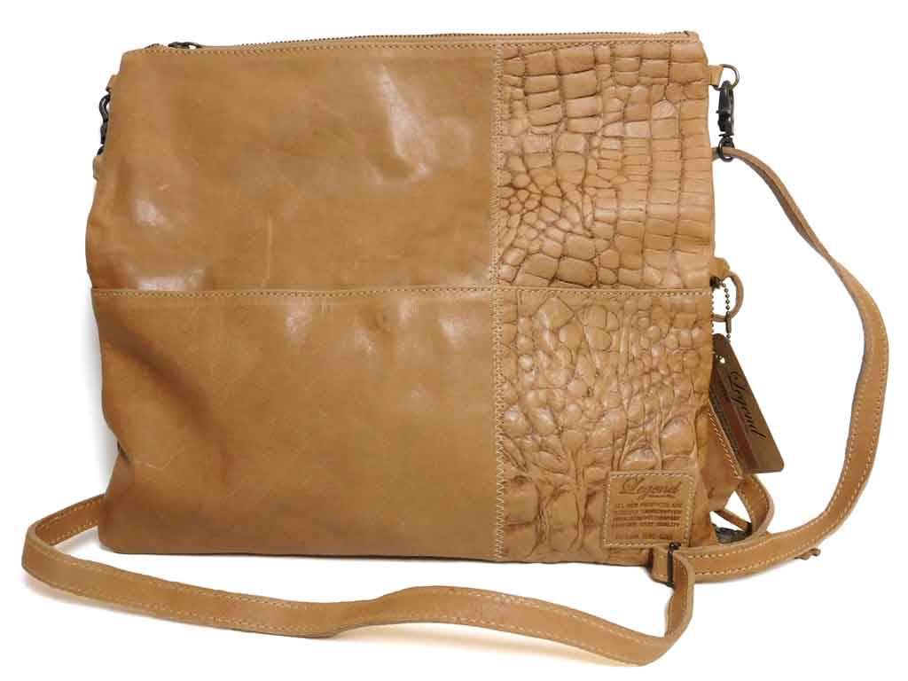 Luxuriöse Eleganz: Damen Leder Umhängetasche mit Croco-Muster