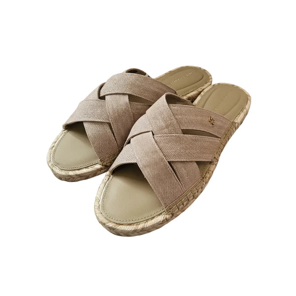 Tommy Hilfiger Chambray Espadrille Mule Beige