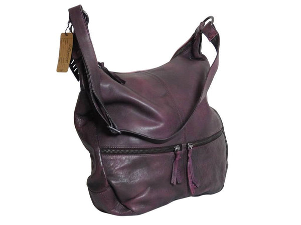 Legend Leather Shoulder Bag VINCI Bordeaux - Adjustable strap 39x36.5x2cm