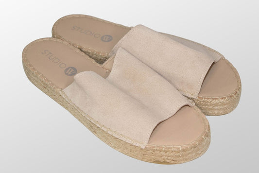 Studio W textiel-synthetische muiltjes zandkleur maat 42 - hak van 2 cm & instapmodel B-kwaliteit