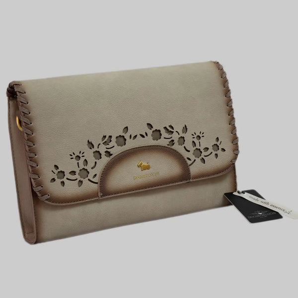 Damen Umhängetasche Beige Geprägtes Blumenmuster