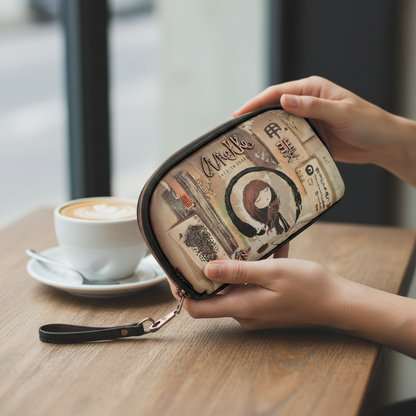 Stijlvol en veelzijdig: SHŌEN RFID-portemonnee - Beige Zwart