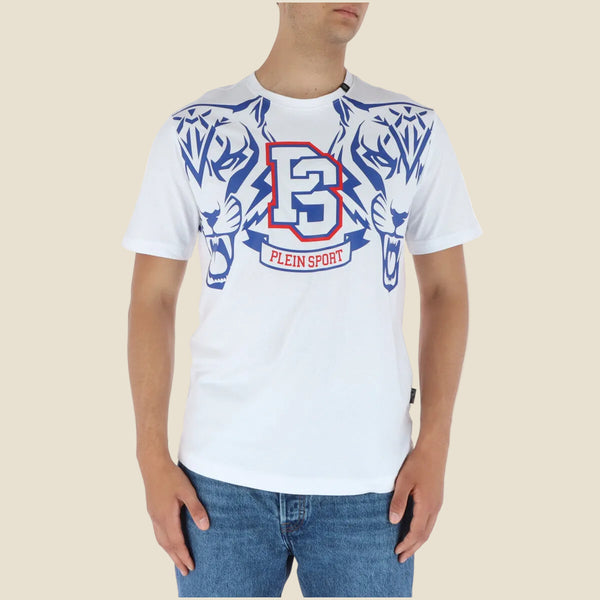 Men's T-Shirt White Print Short Sleeve M / L