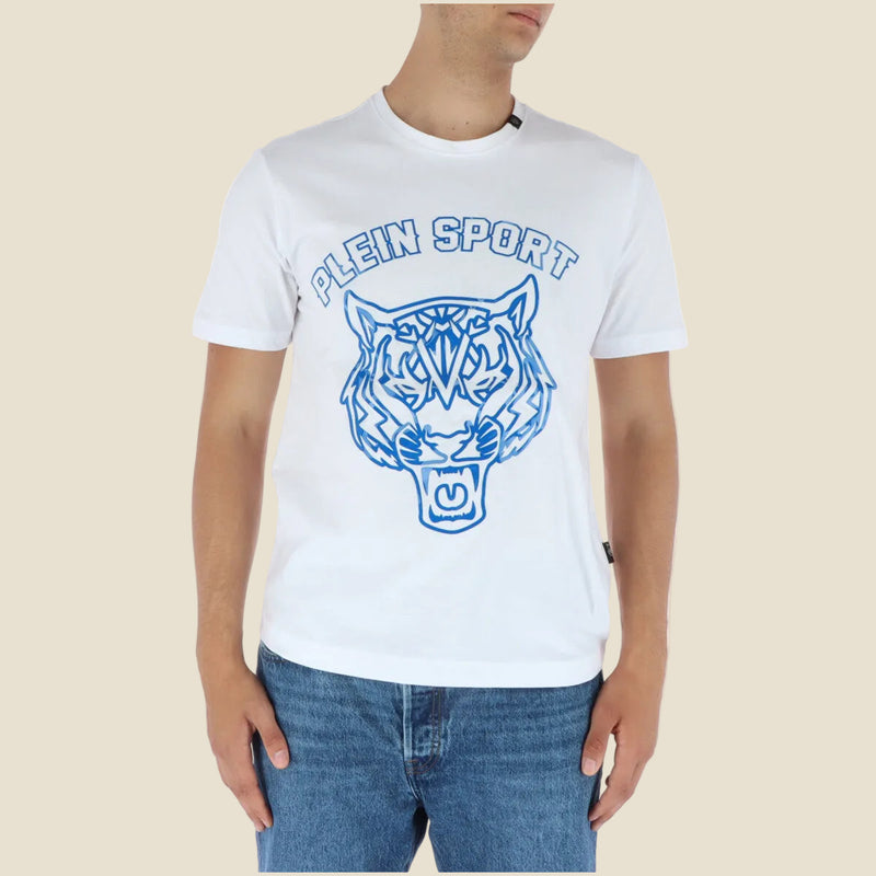 Herren T-Shirt Weiß Print Kurzarm M / L