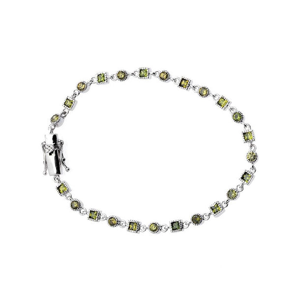 Armband 925 Sterling Silber – Grüne Zirkonia, 19 cm