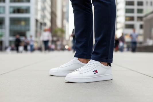 Tommy Hilfiger Jeans Sneakers Leder/Lederimitat Weiß - Schnürung Herren