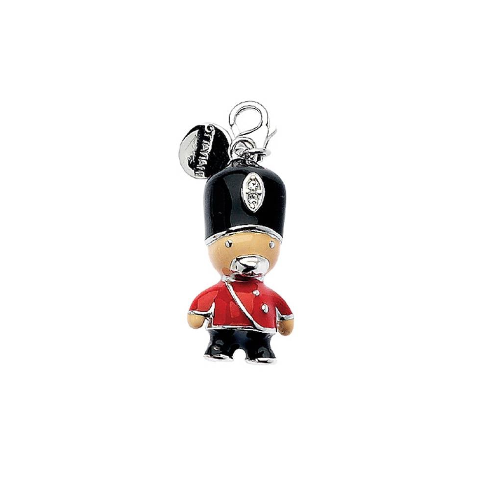 Grenadier Guards Anhänger aus 925 Sterling Silber in Schwarz, Rot und Beige, 1,5x2,5cm