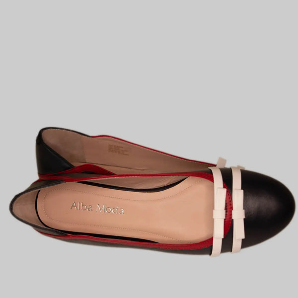 Damen Leder Ballerina Schwarz