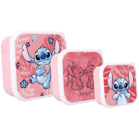 Snackbox (3tlg.) Stitch "Bon Appetit!" (Rosa)