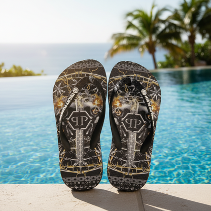 Philipp Plein Damen Flip-Flops Schwarz Synthetik B-Ware Outlet