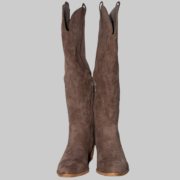 Damen Stiefel Khaki Wildleder-Optik
