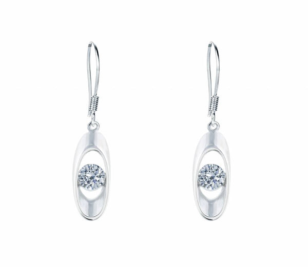 White Gold Hook Earrings – Swarovski Crystal, 2 cm